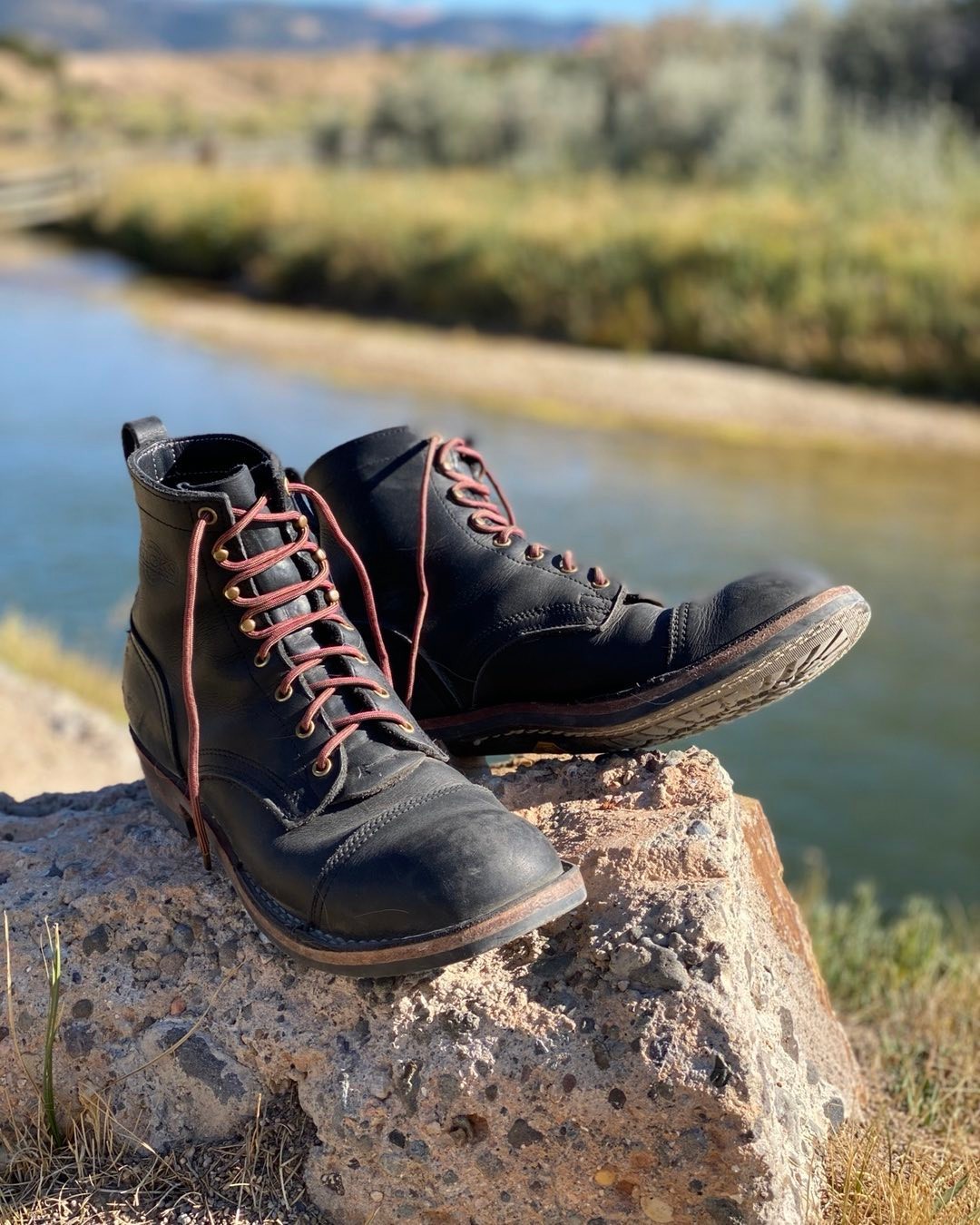 Drying Wet Leather Boots in the sun