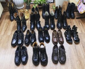 Different Varieties and colors of combat boots
